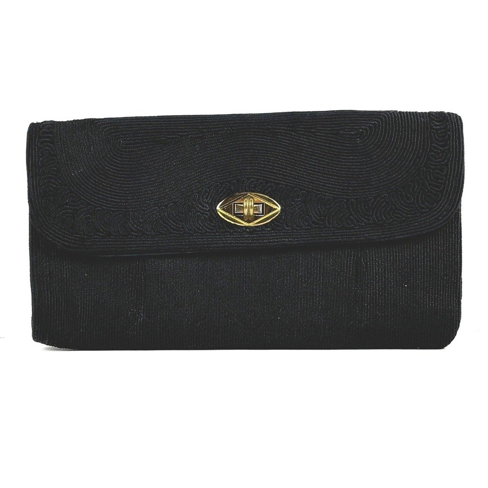 Mardane Corde Clutch Bag Womens OS Black Vintage Rayon Evening Purse
